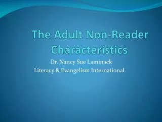 the adult non reader characteristics