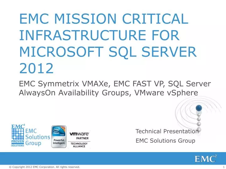 emc mission critical infrastructure for microsoft sql server 2012