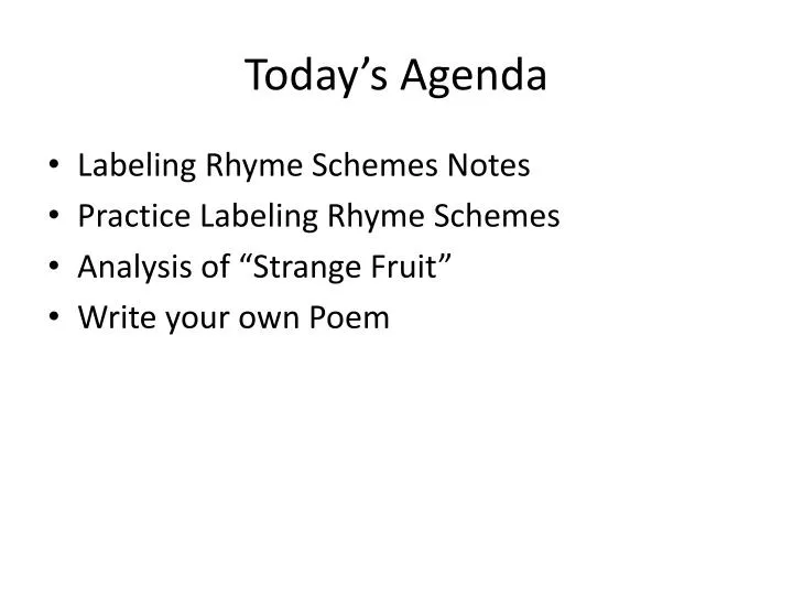 today s agenda