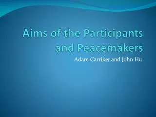 Aims of the Participants and Peacemakers