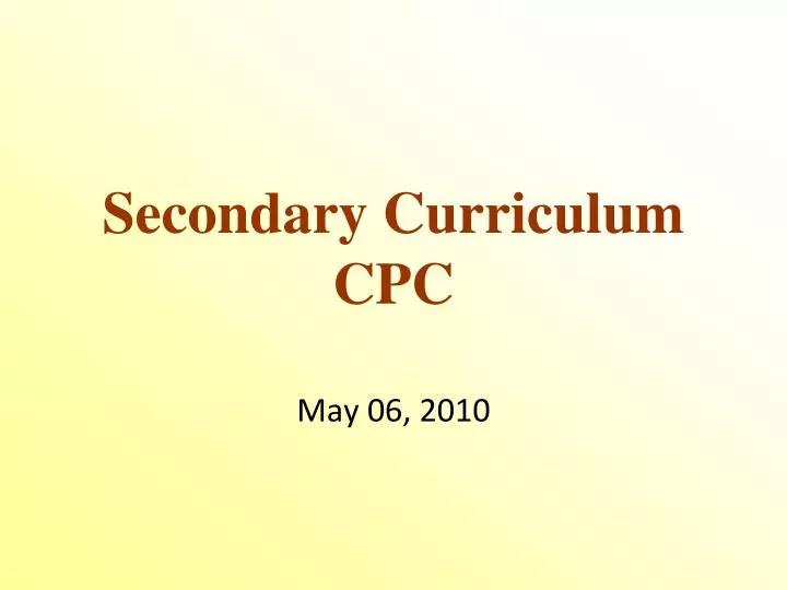 secondary curriculum cpc