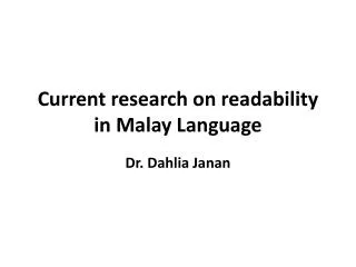 Current research on readability in Malay Language