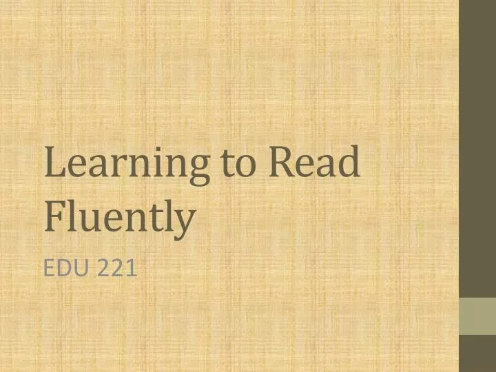 learning to read fluently