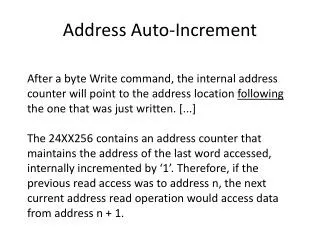 Address Auto-Increment