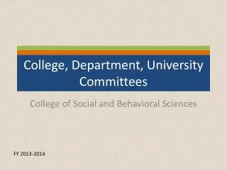 College, Department, University Committees