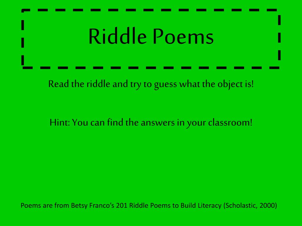 PPT - Riddle Poems PowerPoint Presentation, free download - ID:2568562