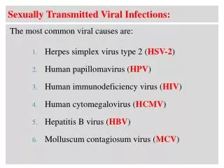 Sexually Transmitted Viral Infections: