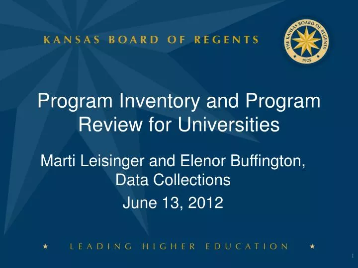 program inventory and program review for universities