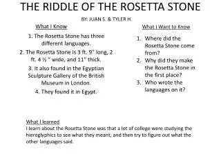 THE RIDDLE OF THE ROSETTA STONE