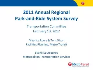 2011 Annual Regional Park-and-Ride System Survey