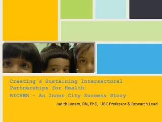 Creating &amp; Sustaining Intersectoral Partnerships for Health: