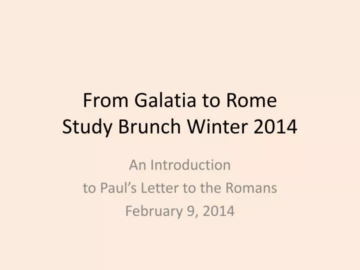 from galatia to rome study brunch winter 2014