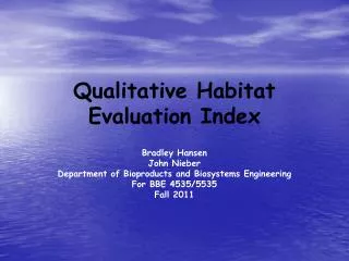 Qualitative Habitat Evaluation Index