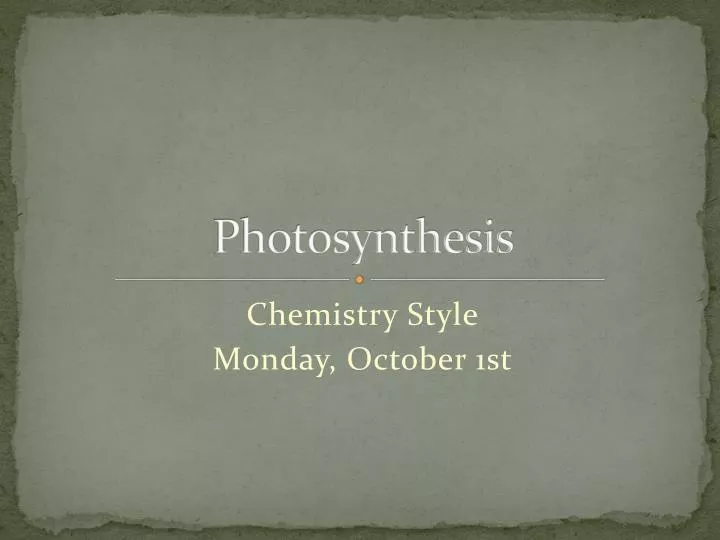 photosynthesis