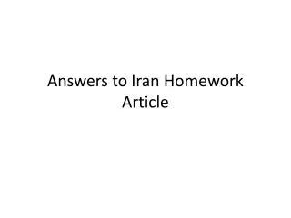 Answers to Iran Homework Article
