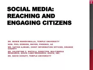Social Media: Reaching and Engaging Citizens