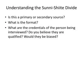 Understanding the Sunni-Shiite Divide