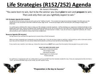 Life Strategies Agenda (64 minutes)