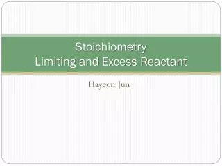 Stoichiometry Limiting and Excess Reactant