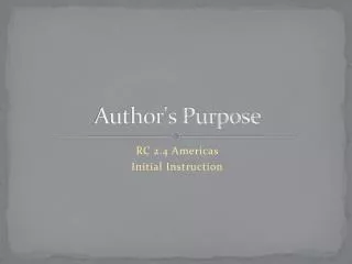 Author's Purpose