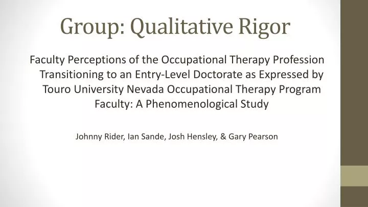 group qualitative rigor