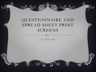 Questionnaire and Spread sheet Print screens