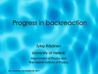 Progress in backreaction