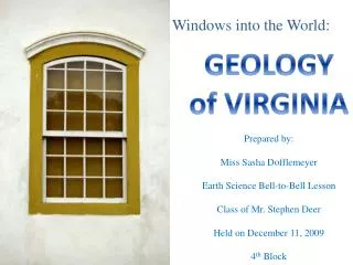 GEOLOGY of VIRGINIA