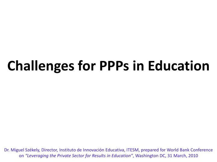 challenges for ppps in education