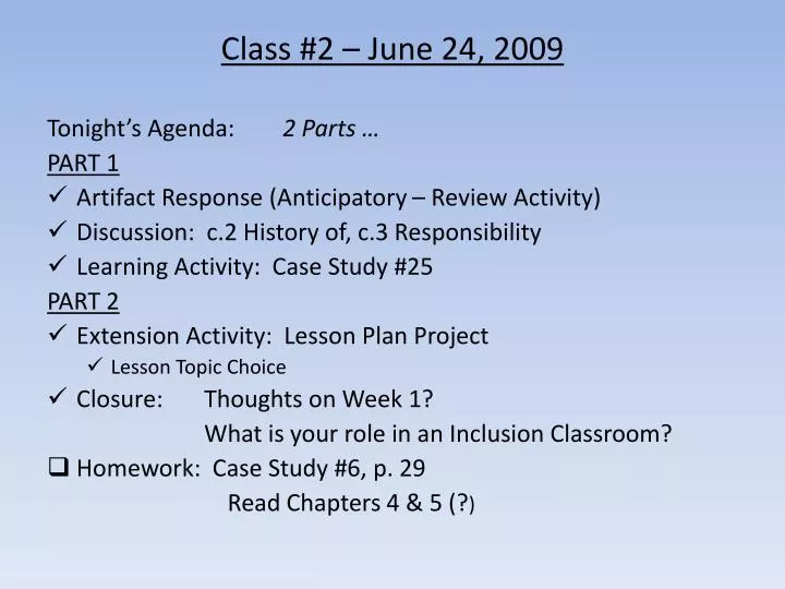 class 2 june 24 2009