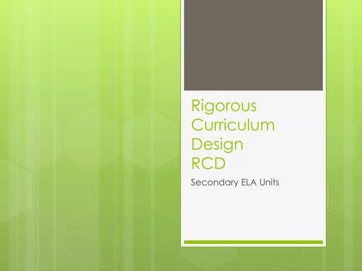 rigorous curriculum design rcd