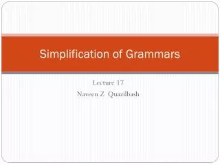 Simplification of Grammars