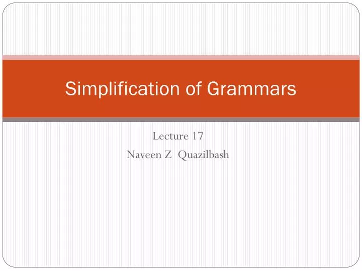 simplification of grammars
