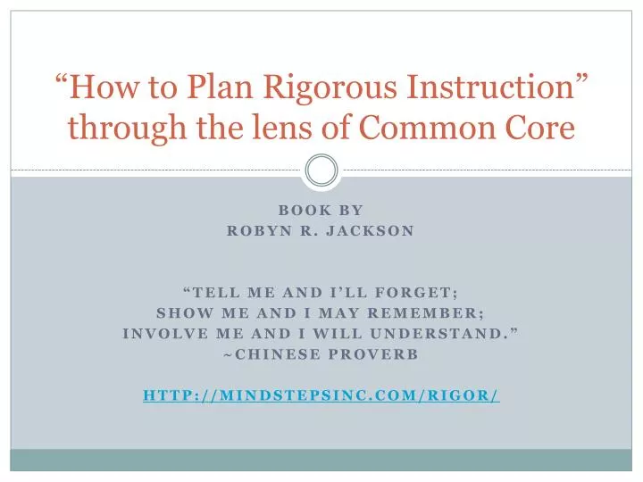 how to plan rigorous instruction through the lens of common core