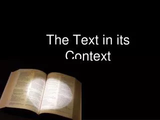 The Text in its Context