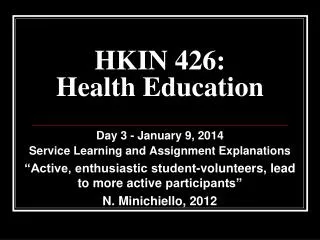 HKIN 426: Health Education