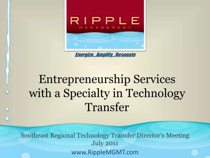 southeast regional technology transfer director s meeting july 2011