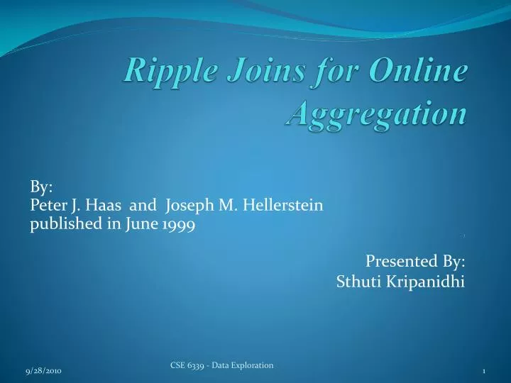 ripple joins for online aggregation