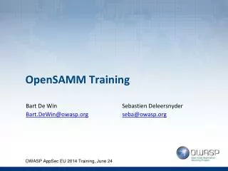 OpenSAMM Training
