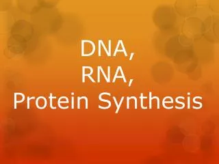 DNA, RNA, Protein Synthesis