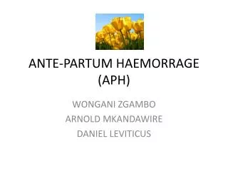 ANTE-PARTUM HAEMORRAGE (APH)