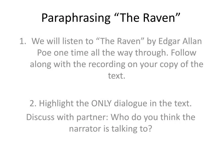 paraphrasing the raven