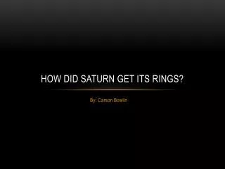 how did saturn get its rings