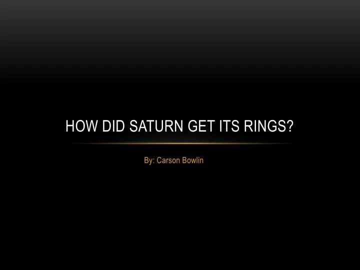 how did saturn get its rings