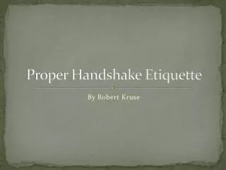 Proper Handshake Etiquette