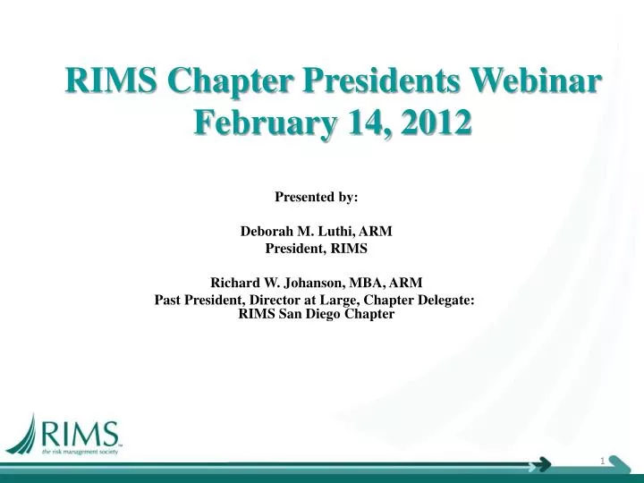 rims chapter presidents webinar february 14 2012