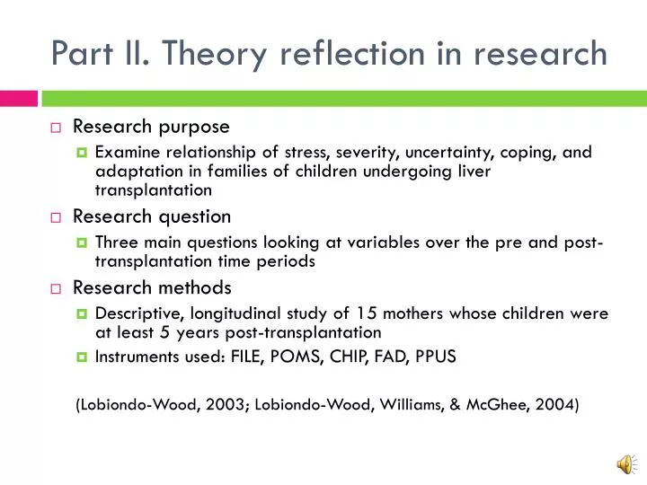 part ii theory reflection in research