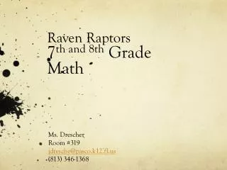 Raven Raptors 7 th and 8th Grade Math