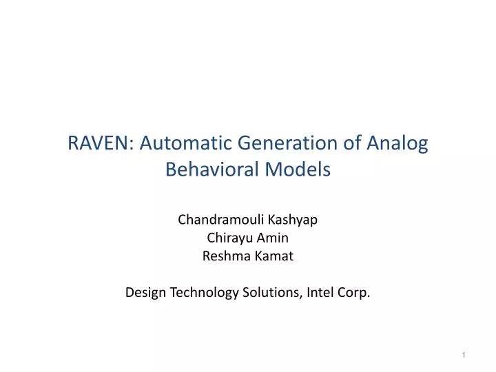 raven automatic generation of analog behavioral models