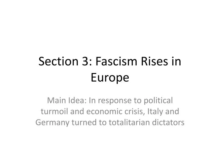 section 3 fascism rises in europe